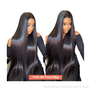 12A Raw Indian Hair HD Lace Frontal Wig Brazilian Virgin Swiss Lace Closure Front Bone Straight Human Hair Wigs For Black Women
